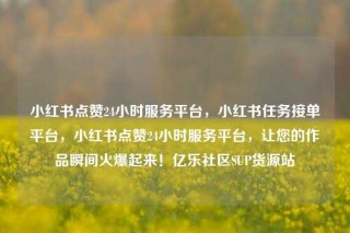 小红书点赞24小时服务平台，小红书任务接单平台，小红书点赞24小时服务平台，让您的作品瞬间火爆起来！亿乐社区SUP货源站