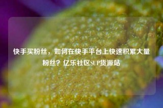 快手买粉丝，如何在快手平台上快速积累大量粉丝？亿乐社区SUP货源站