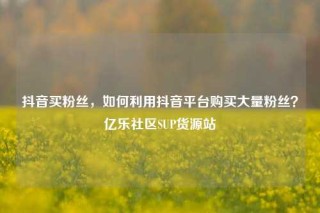 抖音买粉丝，如何利用抖音平台购买大量粉丝？亿乐社区SUP货源站