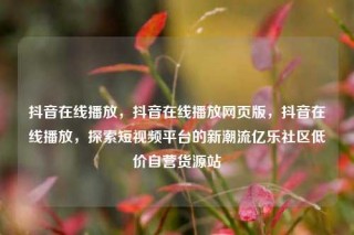 抖音在线播放，抖音在线播放网页版，抖音在线播放，探索短视频平台的新潮流亿乐社区低价自营货源站