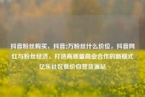 抖音粉丝购买，抖音2万粉丝什么价位，抖音网红与粉丝经济，打造高质量商业合作的新模式亿乐社区低价自营货源站