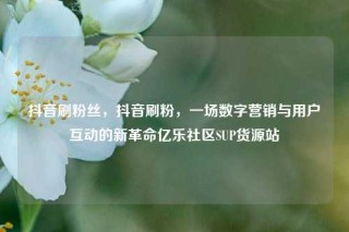 抖音刷粉丝，抖音刷粉，一场数字营销与用户互动的新革命亿乐社区SUP货源站