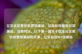 亿乐社区低价自营货源站，亿乐社区最低价货源站，当然可以。以下是一篇关于亿乐社区低价自营货源站的文章。亿乐社区SUP货源站