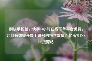 刷快手粉丝，快手24小时在线下单平台免费，如何有效提升快手账号的粉丝数量？亿乐社区SUP货源站